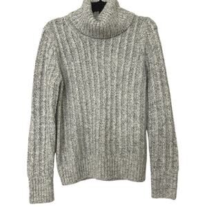 BANANA REPUBLIC Alpaca Wool Blend Marled Smokey Gray Italian Yarn Turtleneck M